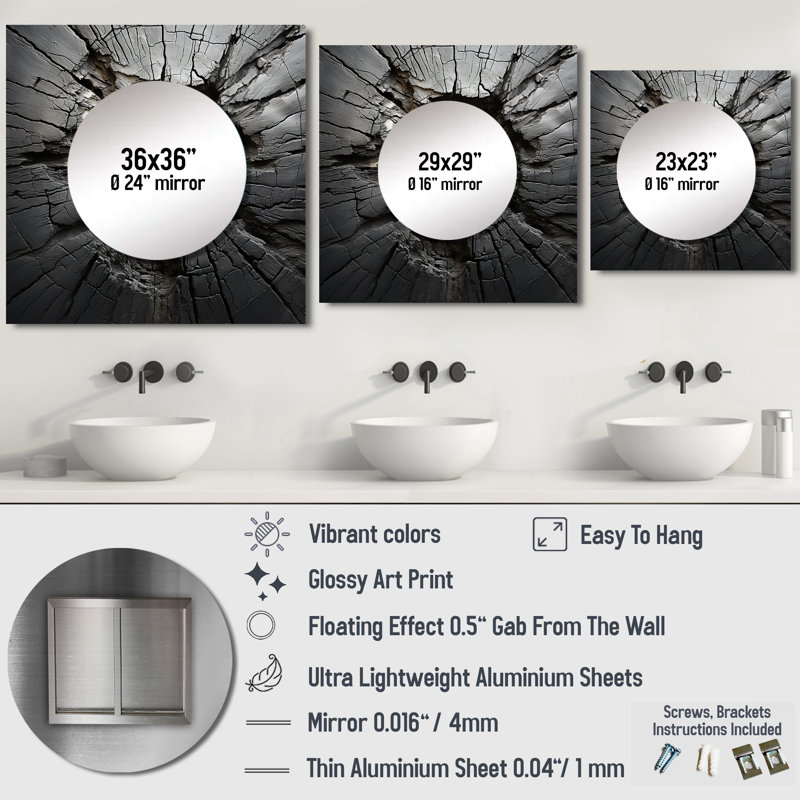 Dearran - Miroir mural en pierre Spiritual, 29 po x 29 po