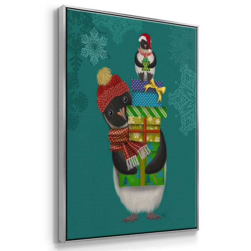Cadeaux de Noël pingouin, H 25 po x l 17 po x P 1,5 po, Gris