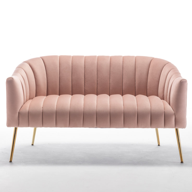 Murrow 50.6'' Velvet Loveseat, Pink Velvet