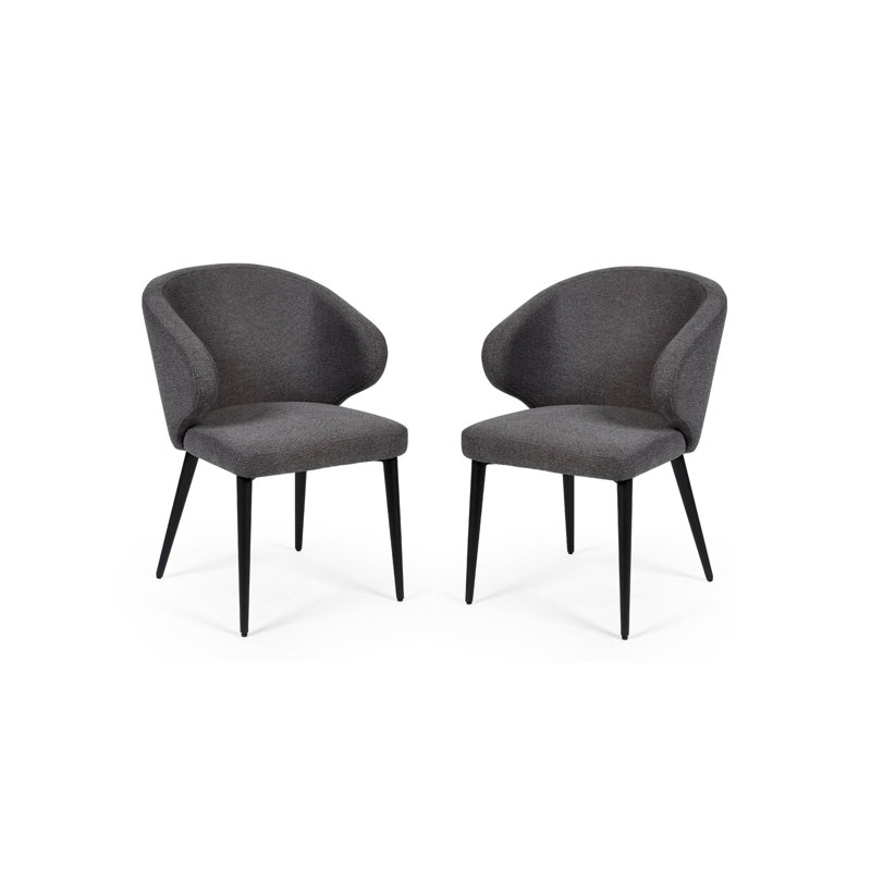 Marcus 46cm H Fabric Upholstered Side Chair in Grey, Dark Grey