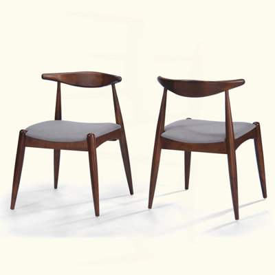 Set Of 2 Rubberwood Dining Chairs With Ergonomic Backrest & Comfort Cushions
