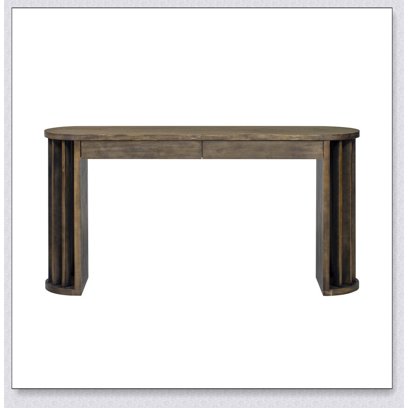 59-Inch Long Sofa Console Table With Curved And Straight Design For Living Room, Entryway, Or Hallway Space Optimization