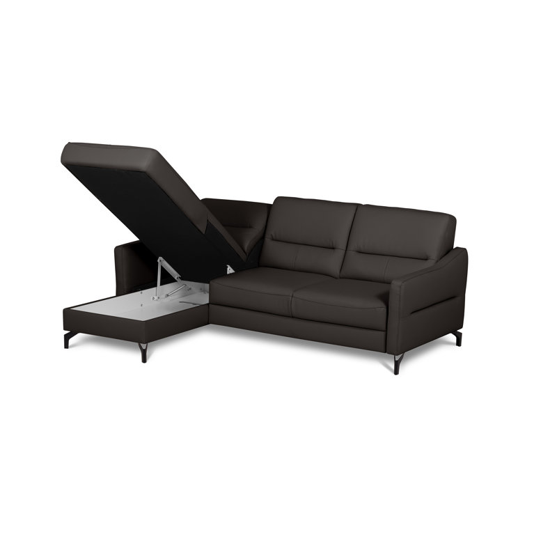 Falkirk Leather Corner Sofabed, Left Hand Facing, Brown