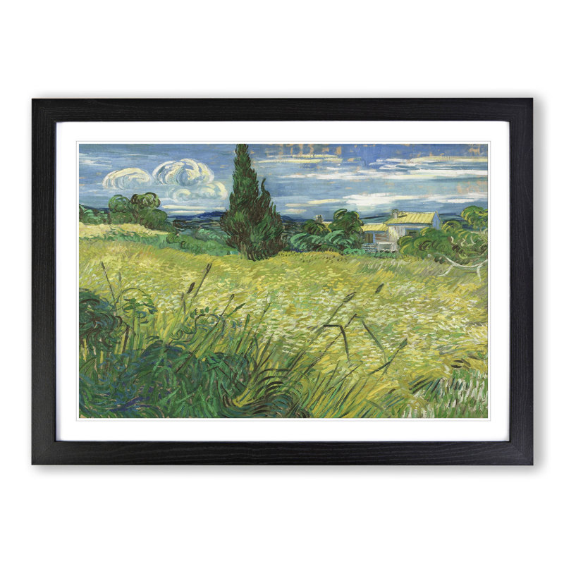 Green Field by Vincent Van Gogh - Framed Print, Black Framed, 27cm H x 36cm W x 2cm D