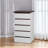 5 Drawer Dresser For Bedroom,  Modern Closet Dressers Chest Of Drawers, White & Walnut Color Storage Dresser Chest Cabinet Organizer Unit