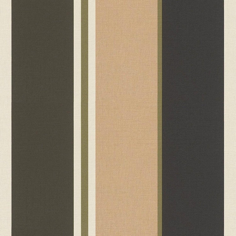 Lohr striking Black White Green Wallpaper Botanique Stripes 10m x 53cm Textured Matte Roll