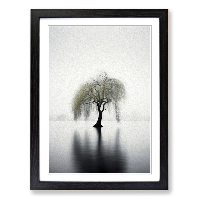 Weeping Willow Minimalism - Framed Print, 34cm H x 25cm W, Black Framed