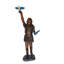 Statue fille en sable avec deux oiseaux bleus - sculpture de haute qualité coulée à la main, L 25 po x l 23 po x H 41 po