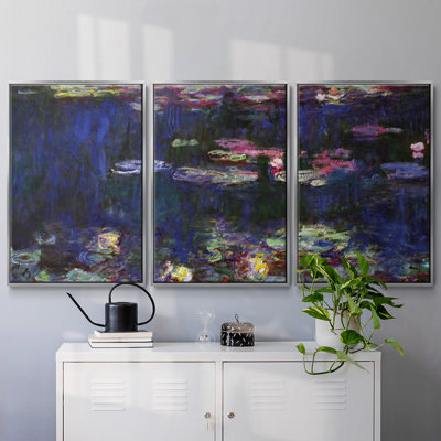 Nénuphars encadrés sur toile, reproduction de 3 pièces