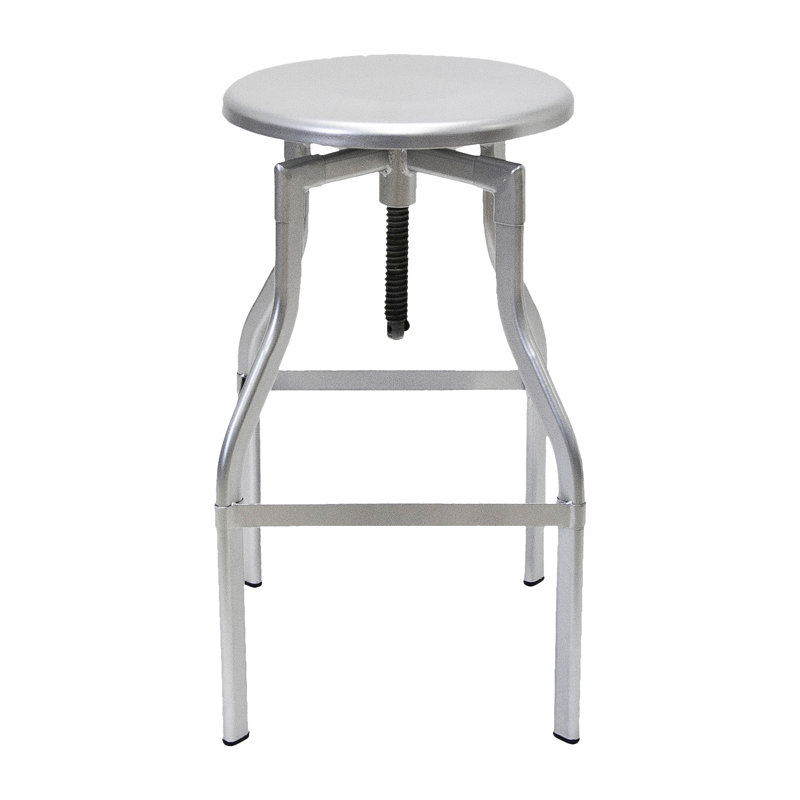 Rizzo Swivel Solid Wood Adjustable Height Bar Stool, Silver