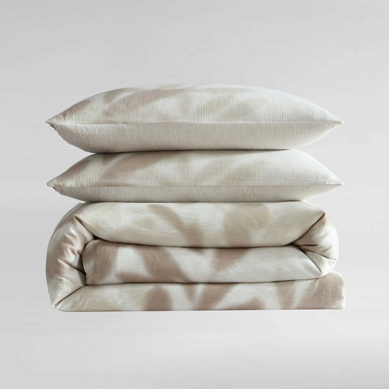 Calvin Klein Shadow Branches Cotton Duvet Cover Set, King Duvet Cover + 2 King Shams