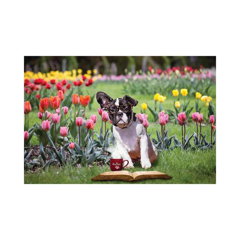 Charlie Coffee And A Book by Karen Burke - Wrapped Canvas Print, 66.04 cm H x 45.72 cm W