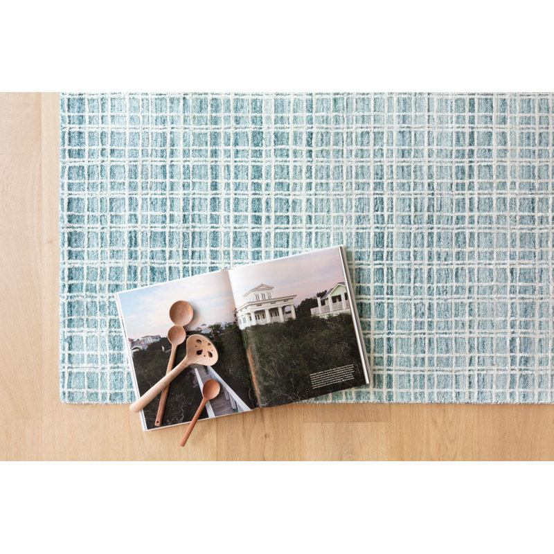 Tapis bleu tissé à la main Hannon, Rectangle 8 pi 6 po x 11 pi 6 po