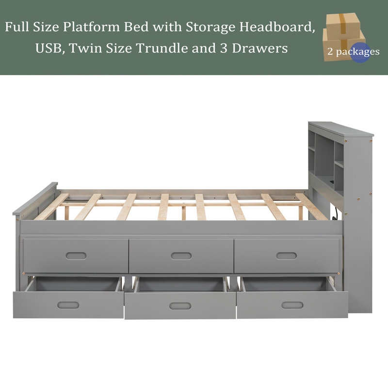 Delway Bookcase Bed, Full / Double, Gray