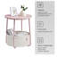  18" W Round End Table with Fabric Storage Basket, Modern Nightstand for Small Spaces-1242247730