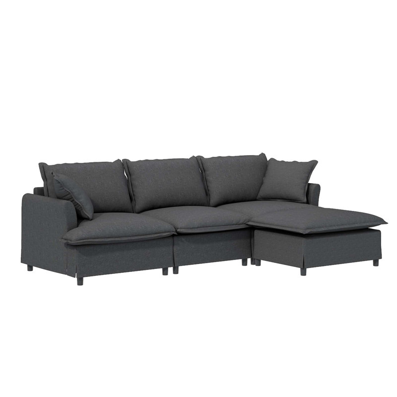 Canapé modulaire polyvalent avec repose-pieds et coussins décoratifs, combinaison libre pour divers espaces intérieurs, idéal pour une vie confortable