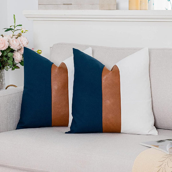 Tappahannock Square Pillow Cover (Set of 2) Dovecove Color: Navy, Size: 20 H x 20 W