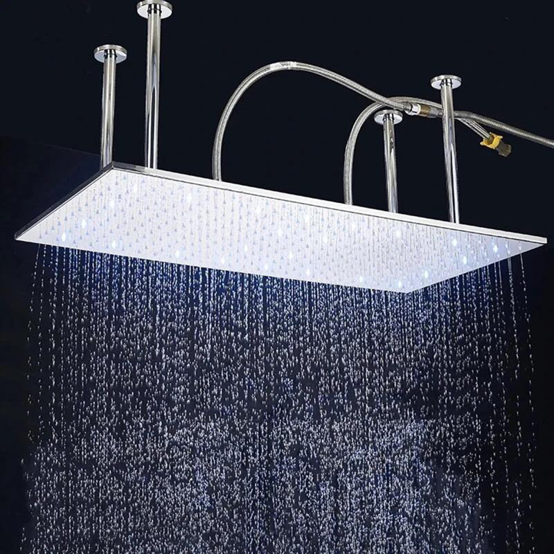 Système de robinet de douche chromé à DEL 16 po x 32 po avec douchette et douchette