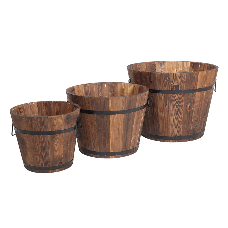 Wood Barrel Planter