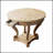 Farmhouse Round Table with Curved Legs & 2 Drawers – Small Size, Distressed Finish, Multi-Use Side/Coffee/Dining Table
