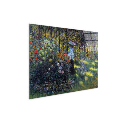 Woman with a parasol in the garden of Argenteuil by Monet Claude 57cm H X 76cm W CrystalArt Material Acrylic Glass Effect, Frameless Panel Lightweight Ready to Hang