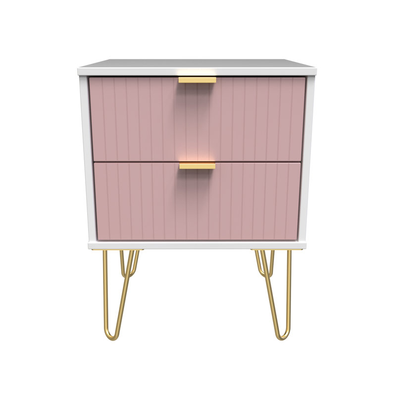 Beranda 45cm W Manufactured Wood Bedside Table, Kobe Pink/White