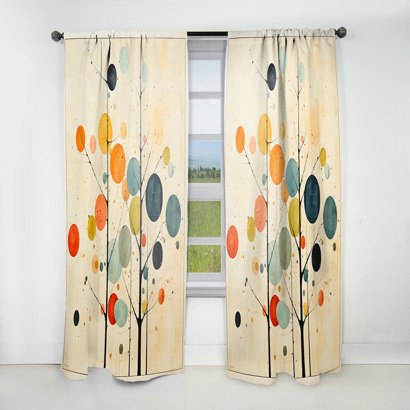 Beige Mid Century Minimalist Masterpiece - Minimalism Curtain - Velvet Room Darkening - 1 Panel, 52" W x 95" L