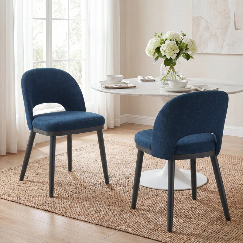 Chaises de salle à manger rembourrées modernes avec pieds en bois 18,5 "H, Bleu