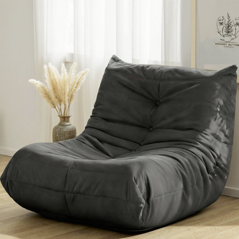 Fauteuil d'appoint en velours capitonné Velvet Embrace, Gris