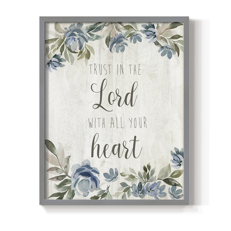«Trust in the Lord», reproduction encadrée - bois massif, Gris, H 21 po x l 17 po
