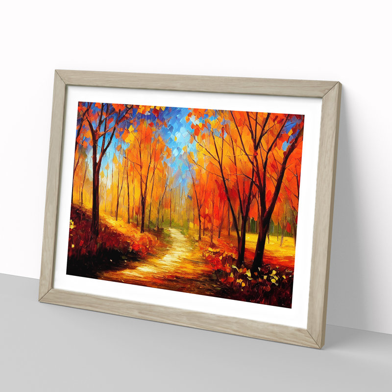 Sublime Autumn Forest Vol.3 Abstract 1 Piece Single Picture Frame Painting, 25cm H x 34cm W x 2cm D, Oak Framed
