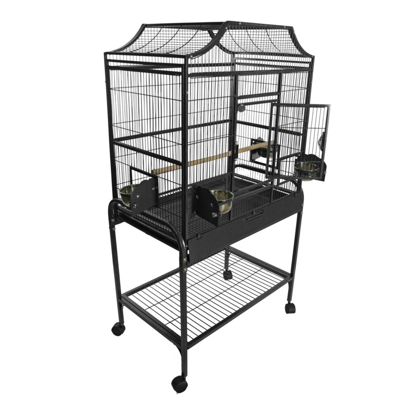 Cage de vol élégante moyenne noire, 55" H x 28" W x 18" D, Noir