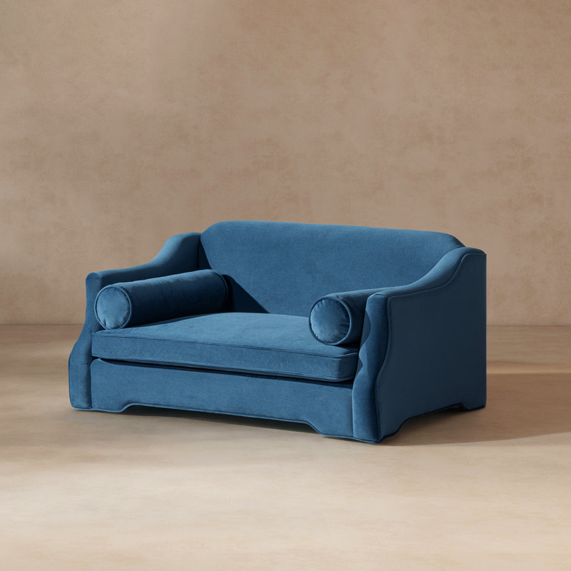 Canapé-lit pour chien 35,5 po Paloma, moyen, velours bleu sarcelle satiné, Bleu