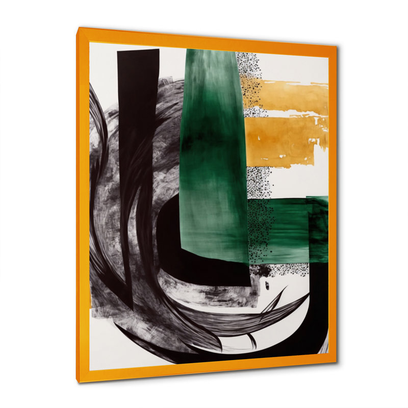 Art moderne moderne vert déco VI - art abstrait transitionnel, Impression dorée sur toile encadrée