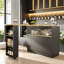 120cm 360° Rotation Bar Table With Doors And Shelves Multifunctional Sideboard With Open Shelves Storage Space-10059891