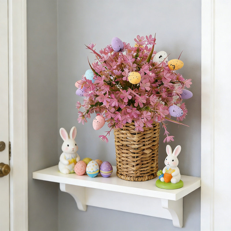 Les bouquets d'œufs de Pâques sont parfaits pour ajouter une touche festive à votre salon pendant les fêtes de Pâques, Mauve