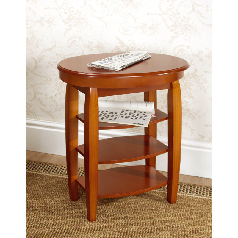 Sydni Swivel-top Side Table with Shelves, Burnt Orange