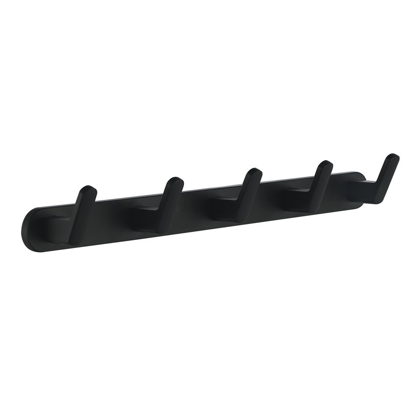 Wall Mounted 5-Hook Rustproof Robe and Towel Hooks, Black