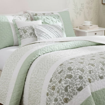 Ensemble de courtepointe en coton percale 6 pièces avec coussins pour lit double / grand