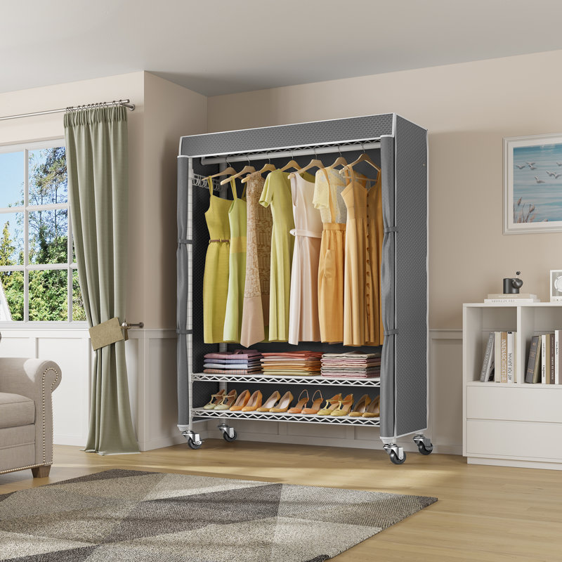 R1C Plus White Wire Garment Rack with Black Cover