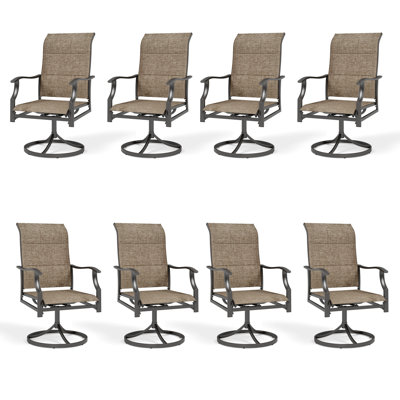 8pcs Swivel Patio Dining Chairs Sling Chairs