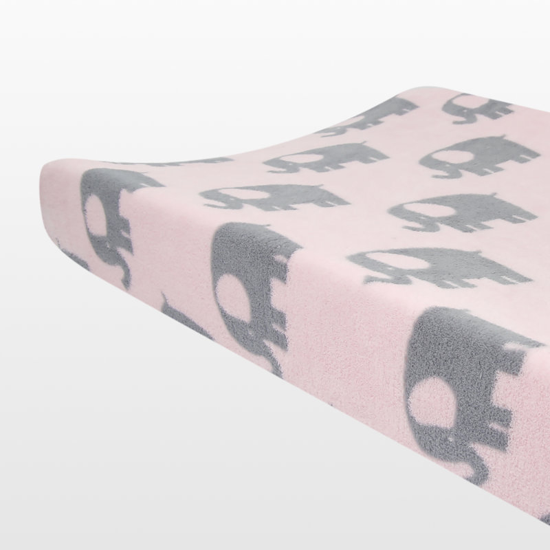 Eloise Pink/Grey Elephant Diaper Changing Pad Cover