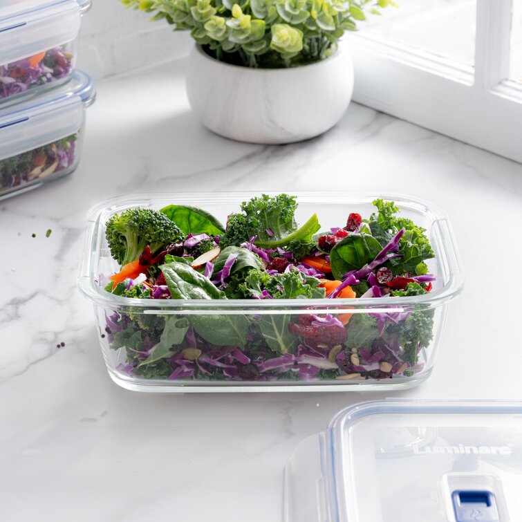 Luminarc Pure Box - Recipiente de almacenamiento de alimentos  de vidrio activo con tapa de ventilación deslizante (cuadrado 5.1 tazas/1.2  litros) : Hogar y Cocina