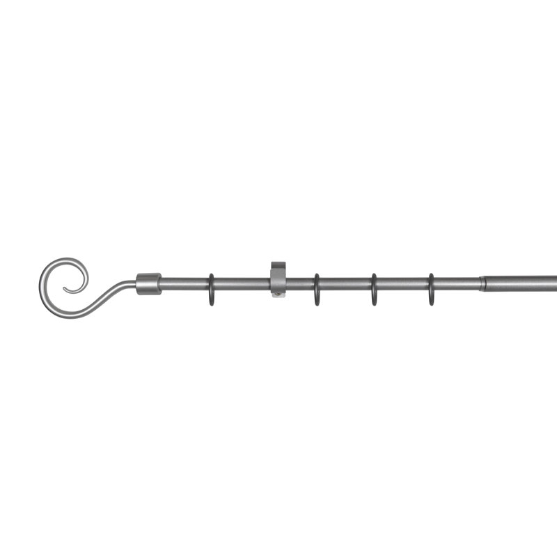 Basic Hook Curtain Pole Set, Matt brushed nickel