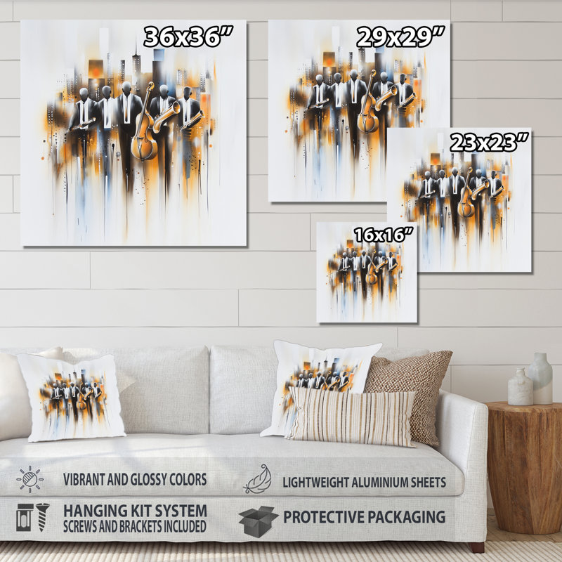 Abstract Jazz Musicians In The Studio II - Music Metal Wall Decor, Music Jazz Metal Print, 36" H x 36" W x 0.84" D