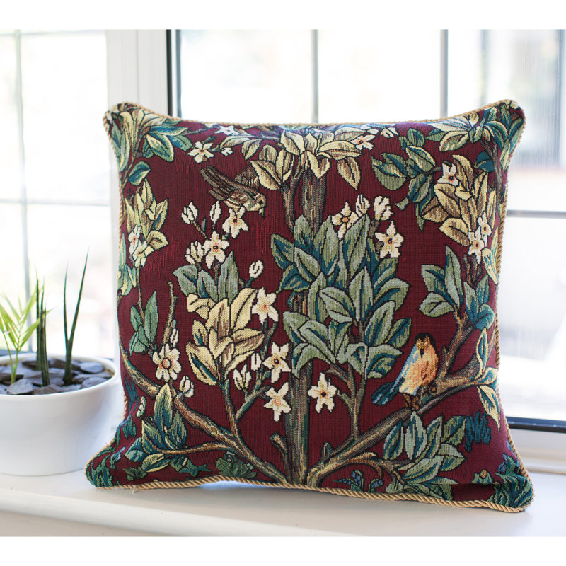Housse de coussin carrée, Rouge / Vert / Blanc
