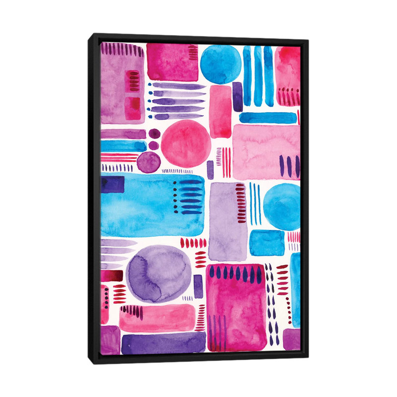 « mod shapes ii », impression sur toile, H 26 po x l 18 po x P 1,5 po, Toile avec cadre noir, Pas de tapis