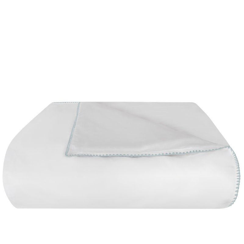 Poppy 100% Cotton Percale Duvet Cover, white/ aqua, King