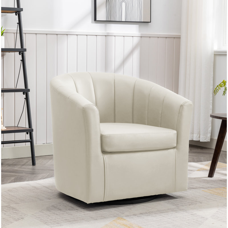 Fauteuil d'appoint pivotant en similicuir Minnetrista, Similicuir crème