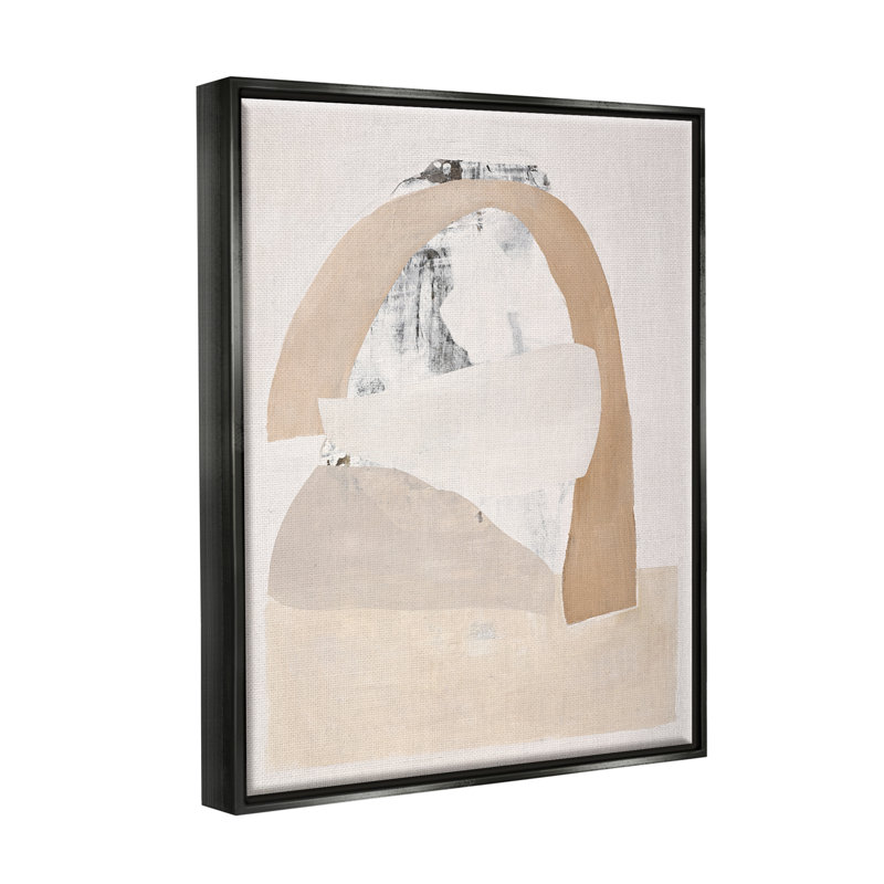 «Stupell Industries», abstrait beige simple, estampe numérique de Design Fabrikken, Cadre flottant noir de jais